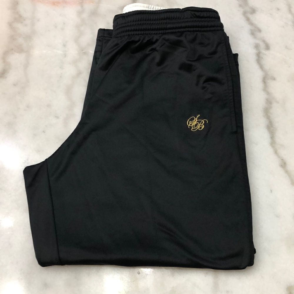 Nike SB Wide Leg Athletic Pants Boys Size XL Black/Gold Embroidery